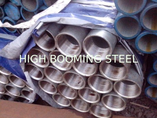 Blue-colored Band Welded Galvanized Steel Pipes With Threading and Couplings